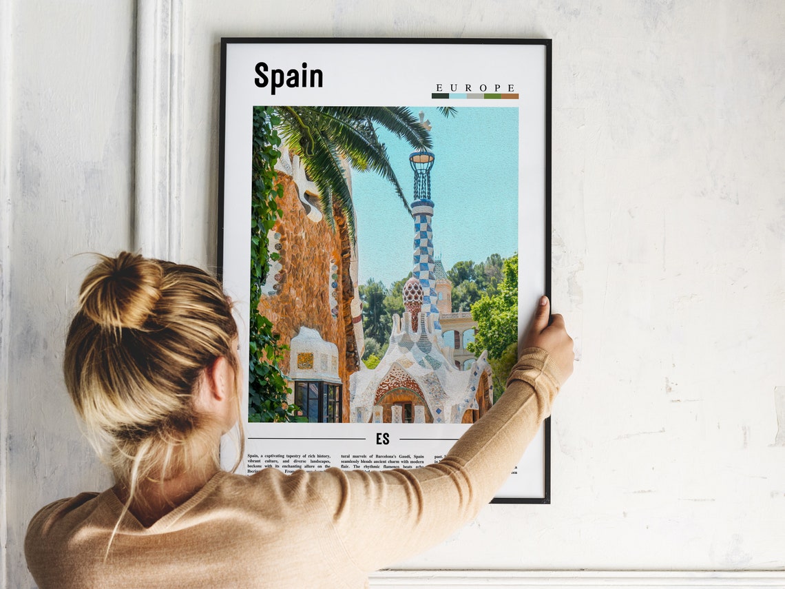 Spain Barcelona Gaudi Park Guell Mosaic Architecture Travel Poster - Image 2
