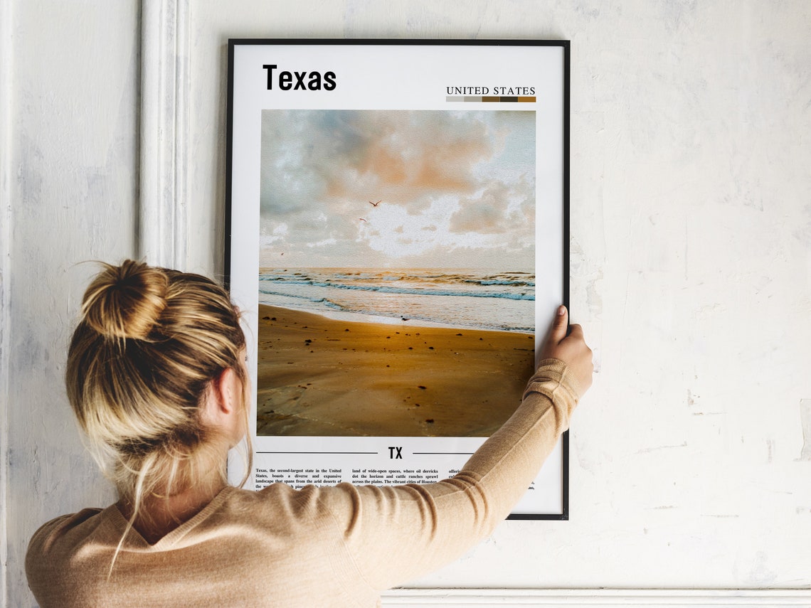 Texas Sunrise Beach Ocean Shore Waves Landscape Photo Poster - Image 2
