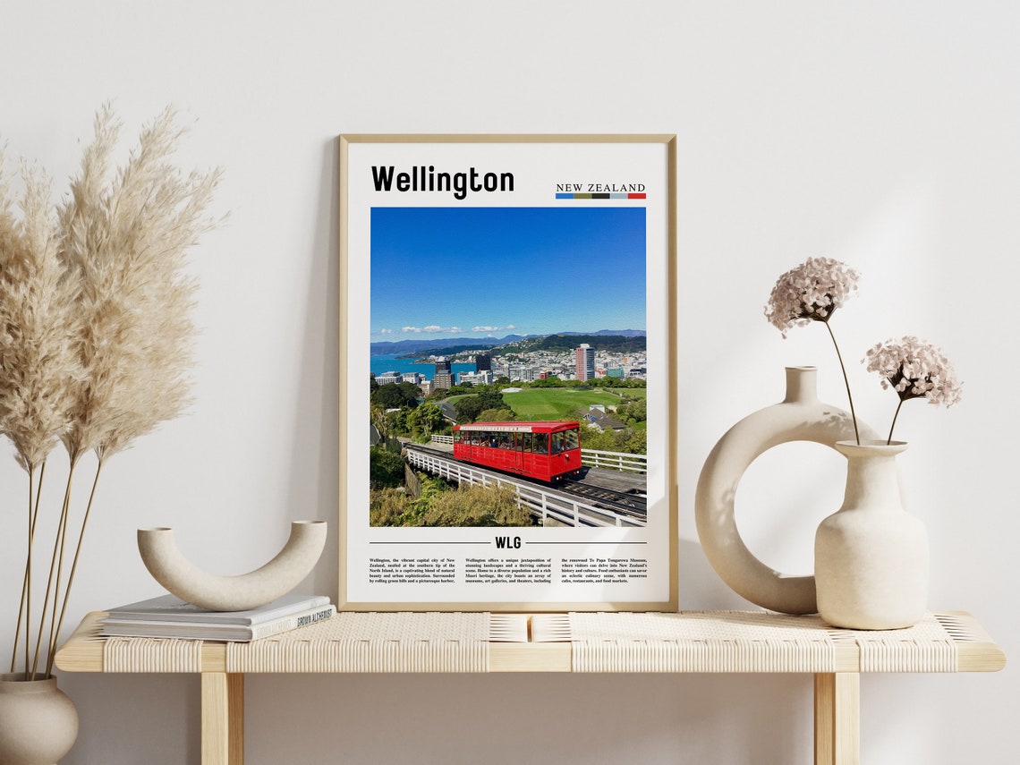 Wellington Poster Wellington Print Wellington Wall Art Minimal Travel Print Travel Destination Oil Painting Poster - Image 3