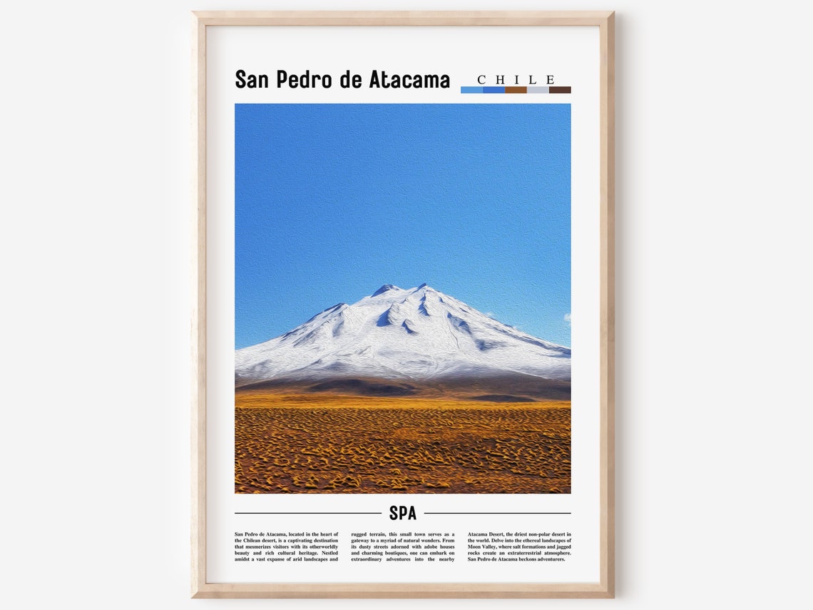 San Pedro de Atacama Chile Andes Snow Volcano Desert Sand Poster