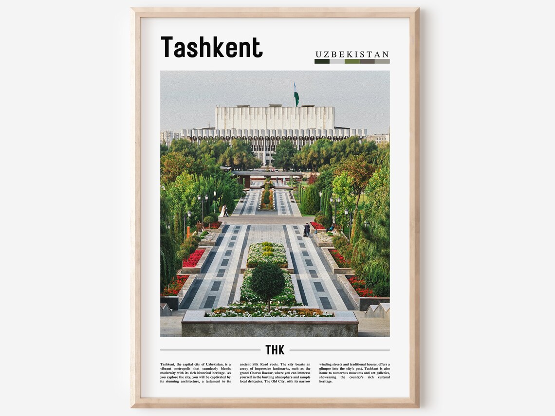 Tashkent Uzbekistan Independence Square Garden Travel Poster