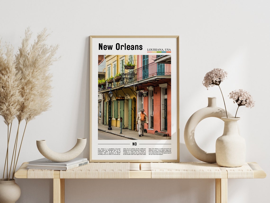 New Orleans Print New Orleans Poster New Orleans Wall Art Minimal Travel Print Minimal City Poster Oil Painting Poster - Image 3
