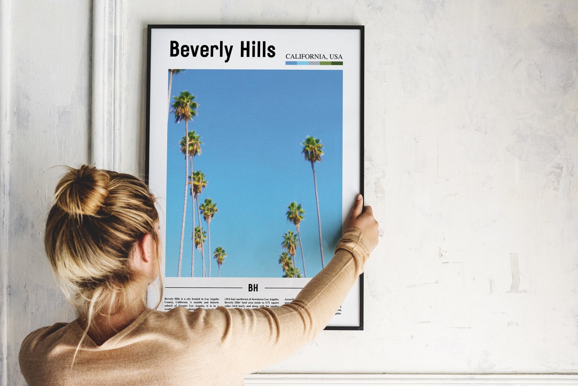 Beverly Hills California Palm Trees Blue Sky Iconic Street Poster - Image 2