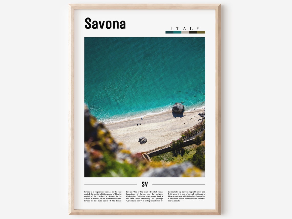 Savona Print Savona Poster Savona Wall Art Minimal Travel Print Minimal City Poster Travel Destination City Print Oil Painting Poster