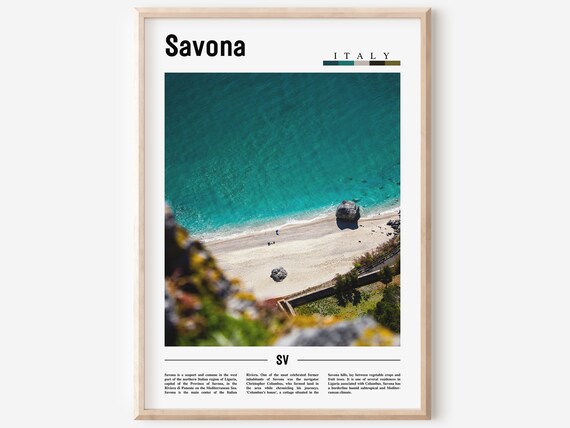 Savona Italy Aerial Beach Turquoise Water Travel Photo Poster