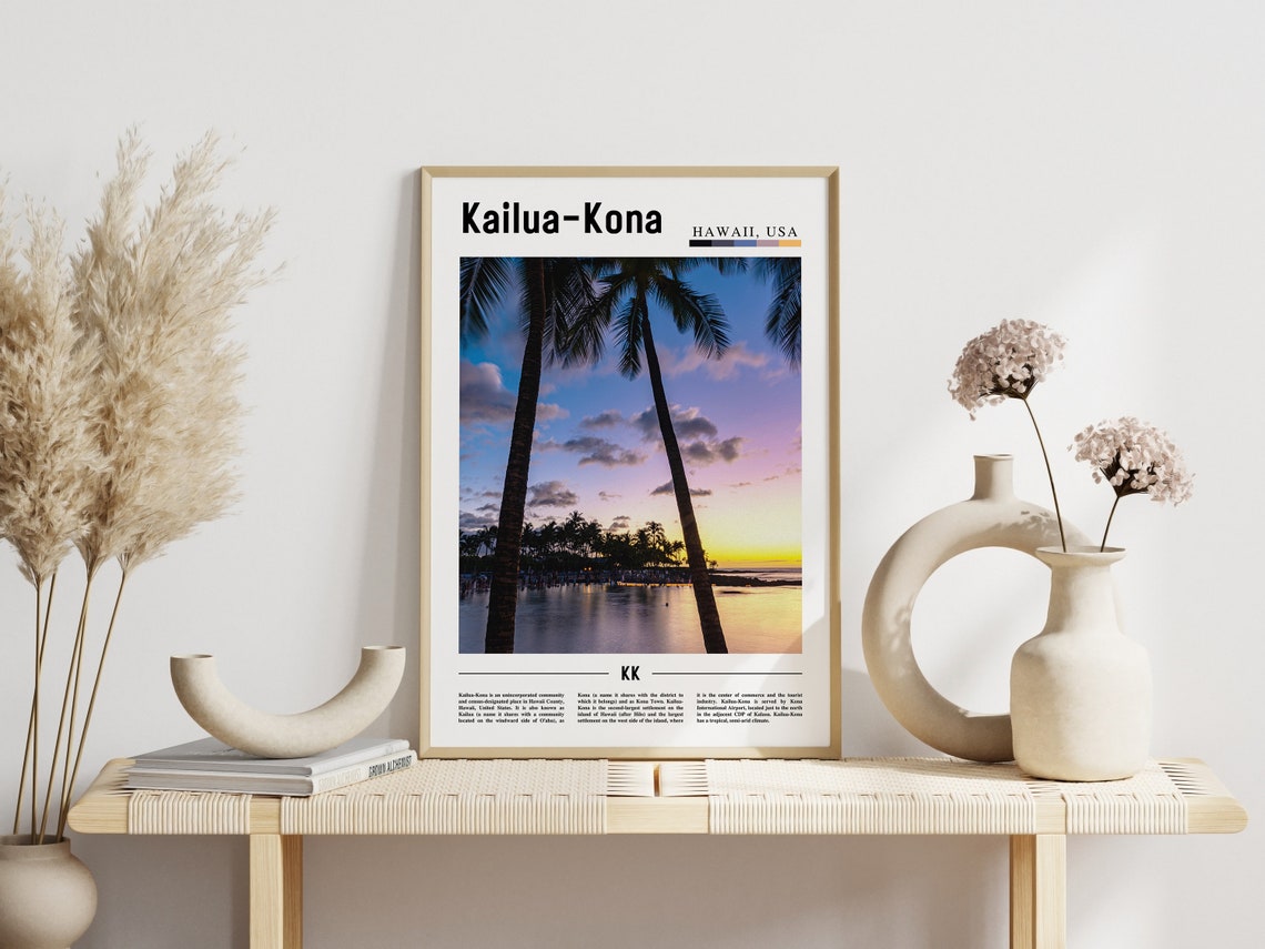 Kailua Kona Print Kailua Kona Poster Kailua Kona Wall Art Minimal Travel Print Minimal City Poster Travel Destination Oil Painting Poster - Image 3
