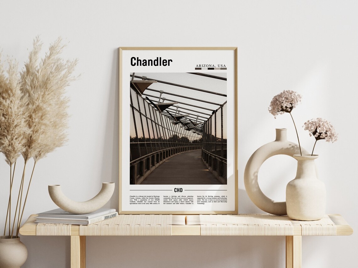 Chandler Arizona Travel Poster Modern Pedestrian Bridge Photo - Image 3
