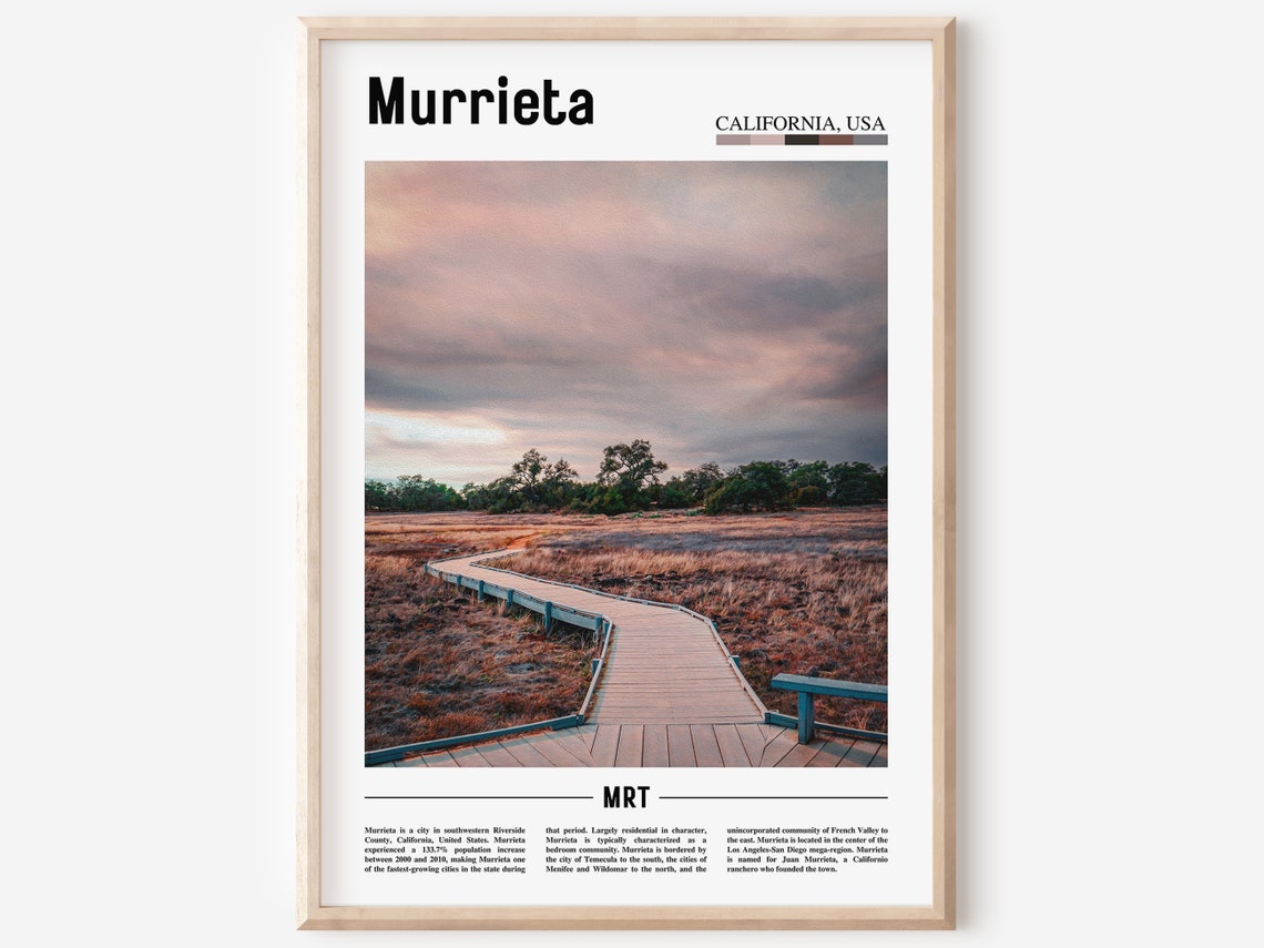 Murrieta California Wetland Boardwalk Sunset Marsh Travel Poster