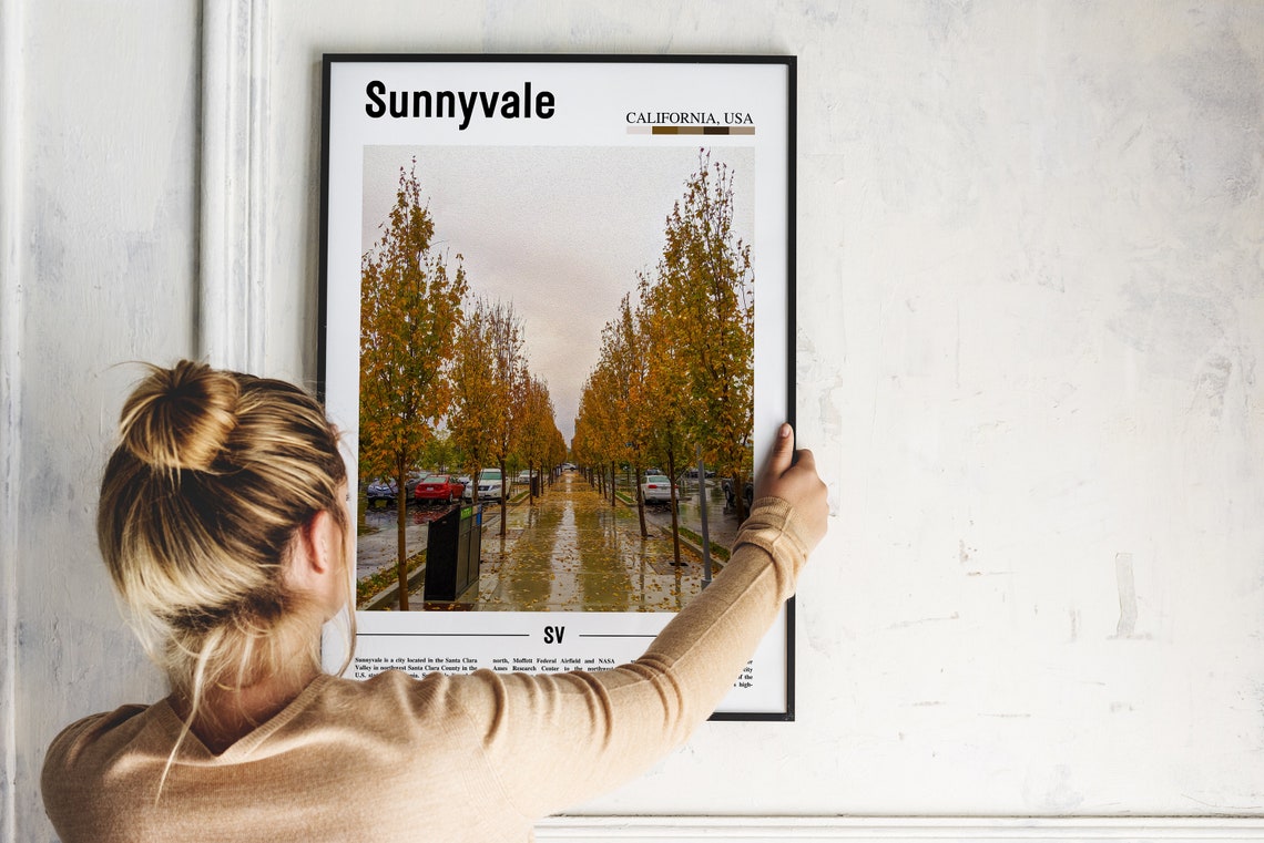 Sunnyvale Print Sunnyvale Poster Sunnyvale Wall Art Minimal Travel Print Minimal City Poster Travel Destination Print Oil Painting Poster - Image 2