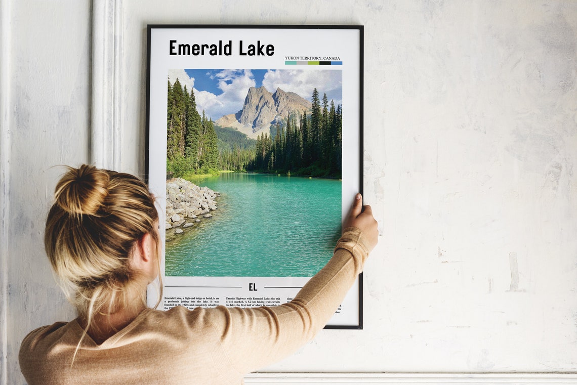 Emerald Lake Print Emerald Lake Poster Emerald Lake Wall Art Oil Painting Poster City Print City Artwork Travel Artwork Travel Wall Art - Image 2
