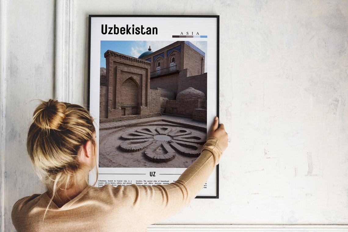 Uzbekistan Historic Brick Architecture Central Asia Travel Poster - Image 2