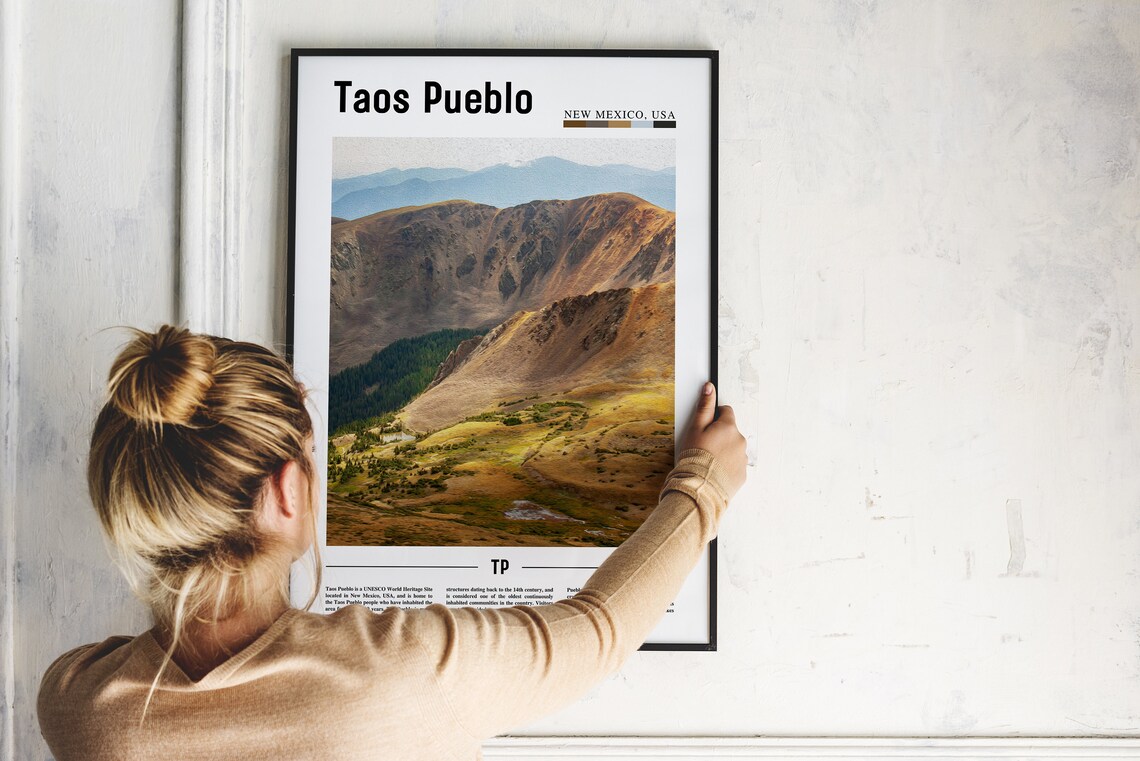 Taos Pueblo New Mexico Alpine Mountain Slopes Photo Art Poster - Image 2