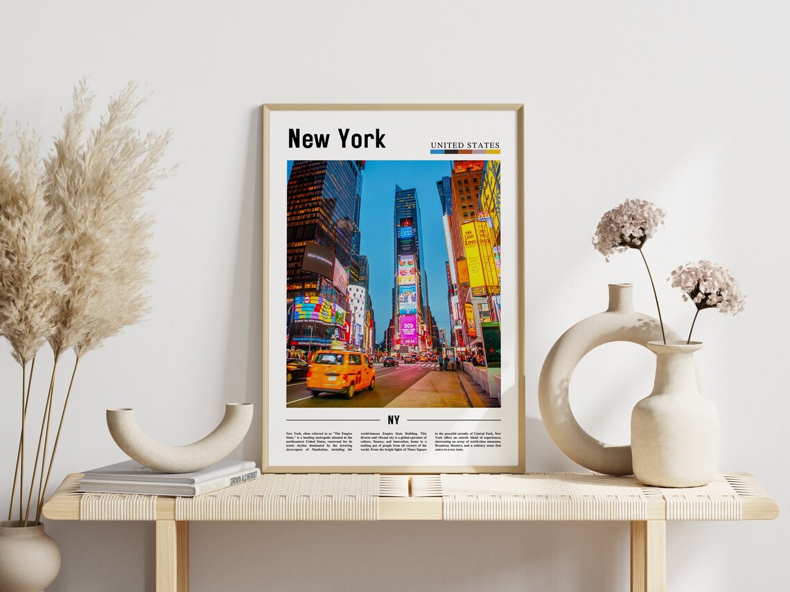 New York Times Square Night Taxi Billboards City Lights Travel Poster - Image 3
