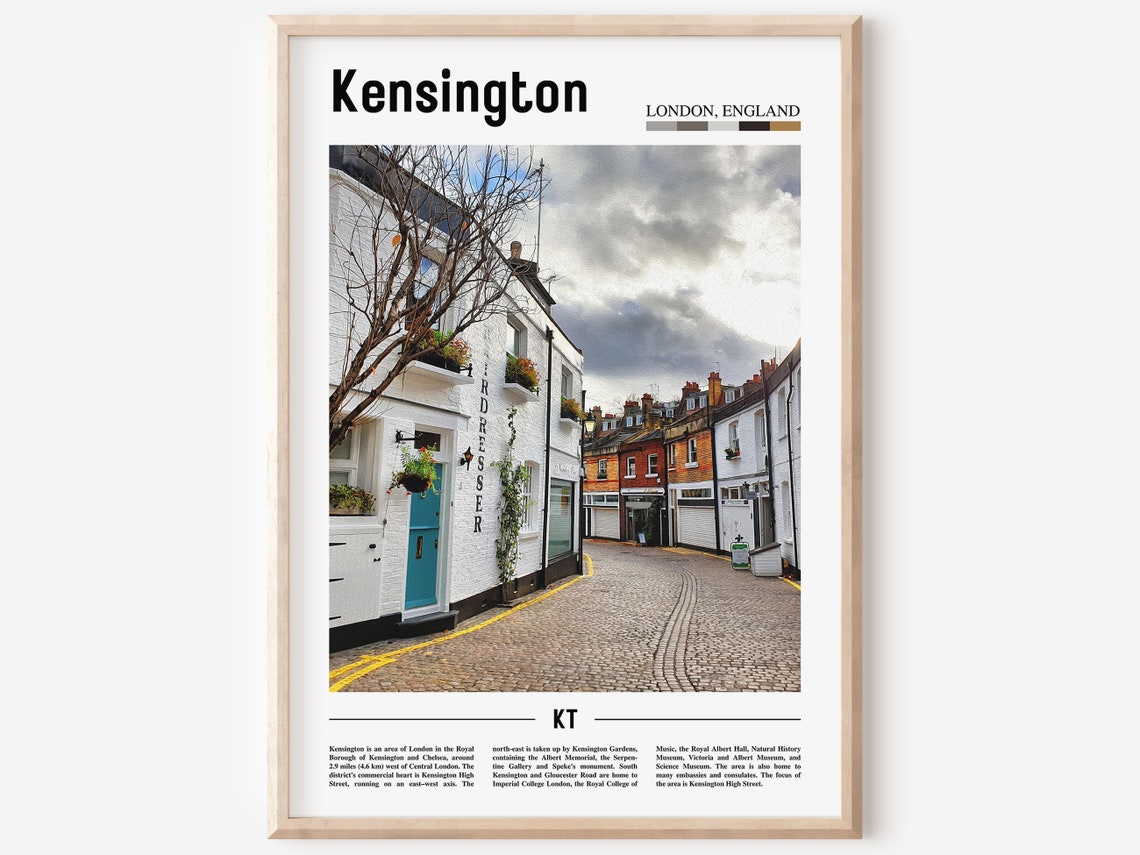 Kensington Print Kensington Poster Kensington Wall Art Minimal Travel Print Minimal City Poster Travel Destination Oil Painting Poster