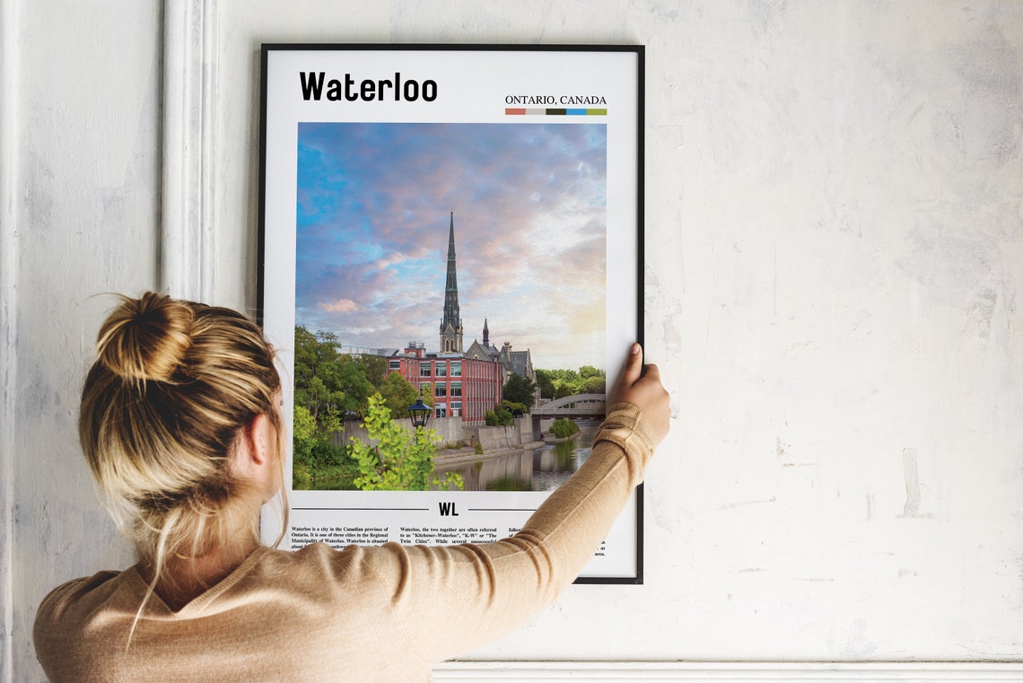 Waterloo Ontario Canada Riverside Church Skyline Travel Poster - Image 2