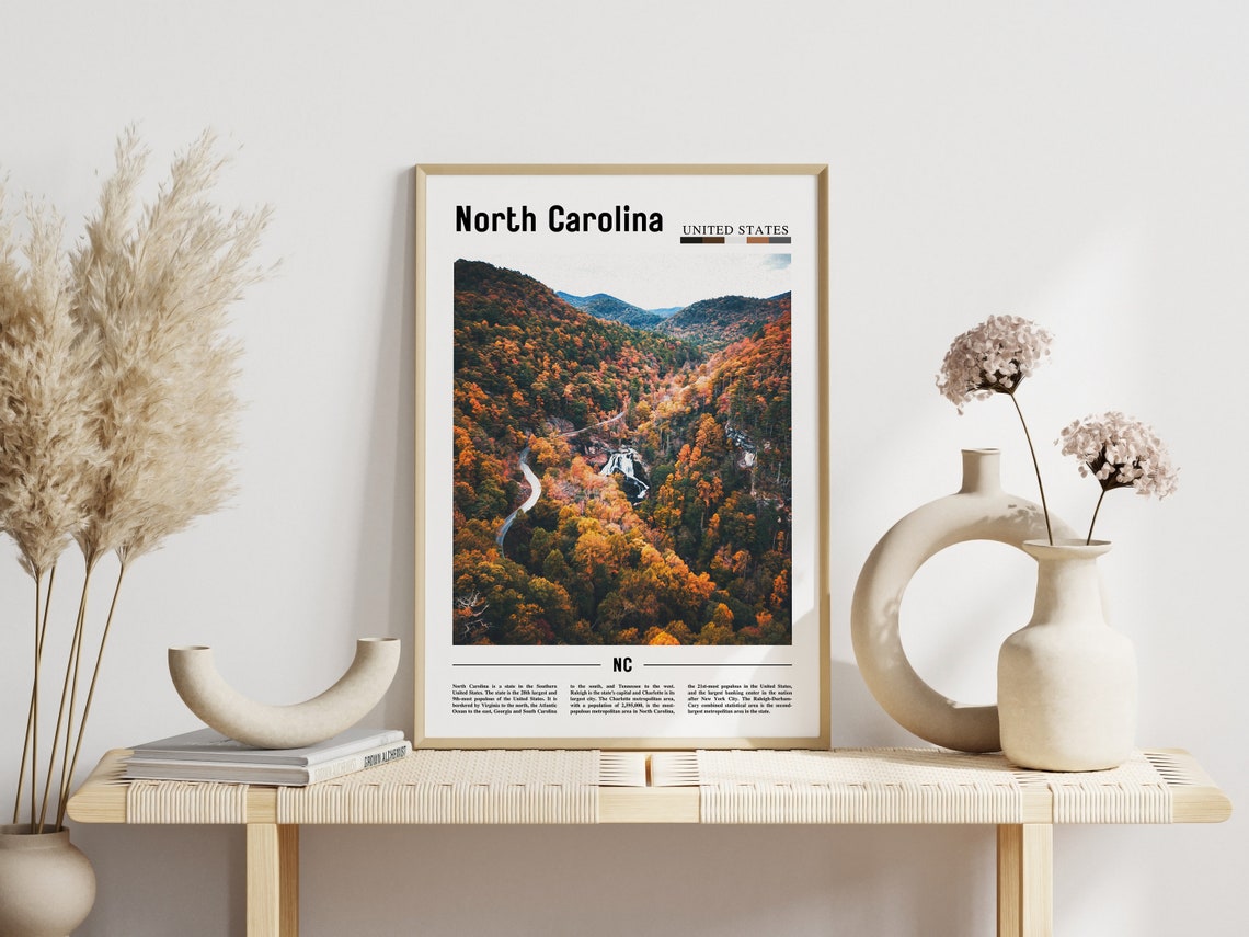 North Carolina Poster North Carolina Print North Carolina Wall Art United States Photo United States Poster United States Print - Image 3
