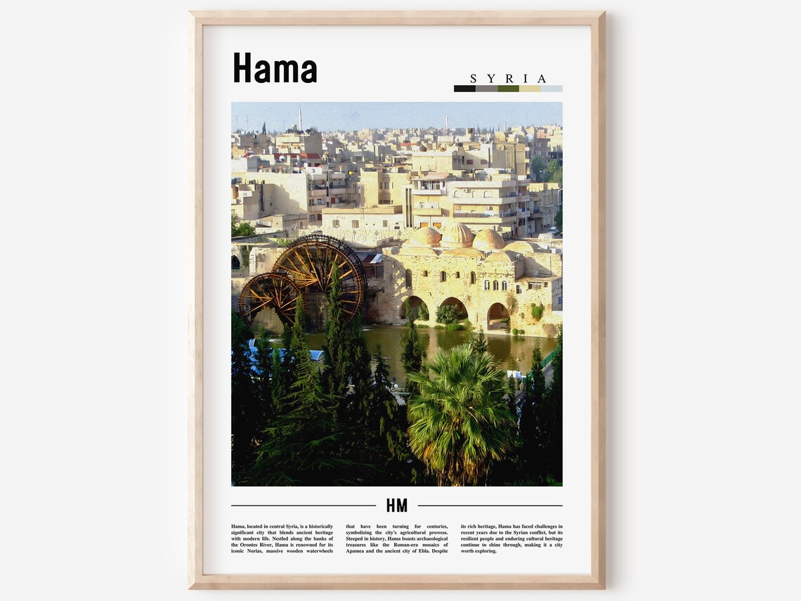 Hama Syria Historic Water Wheels Orontes River City View Poster