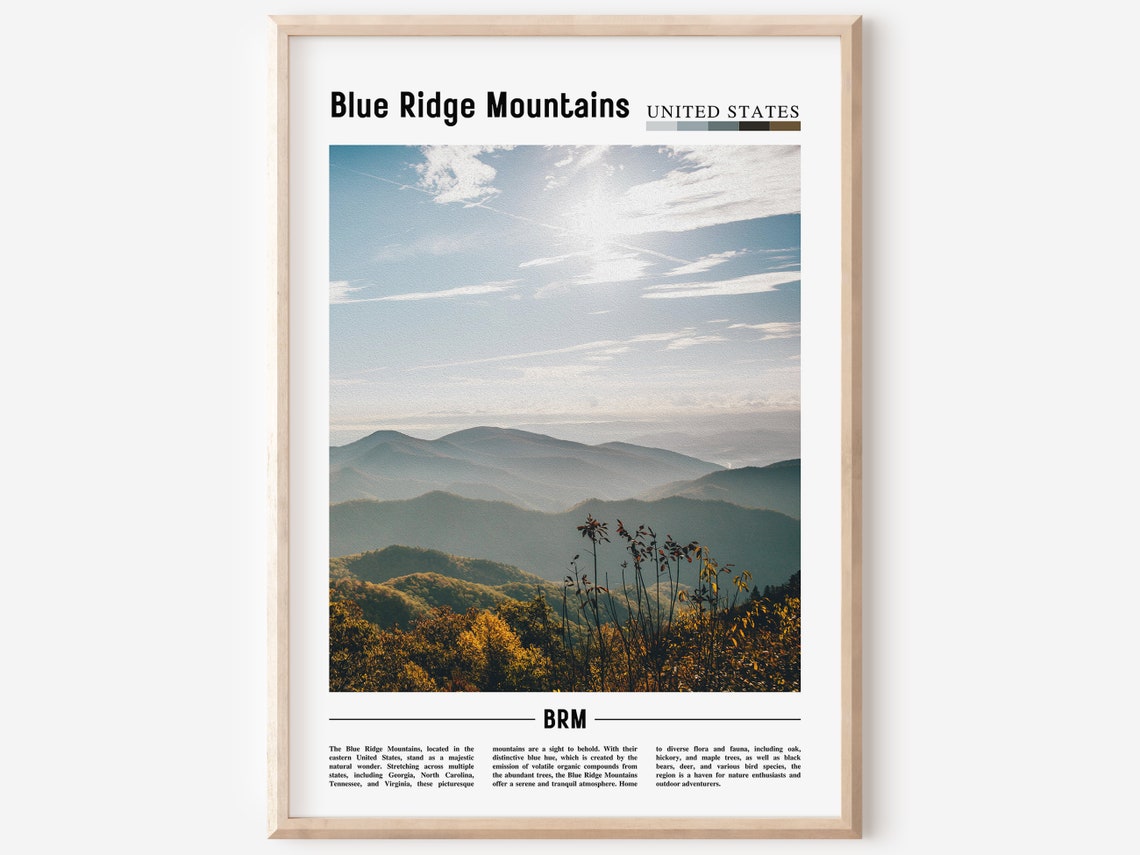 Blue Ridge Mountains Layered Blue Ridges Sunrise Mist Travel Poster