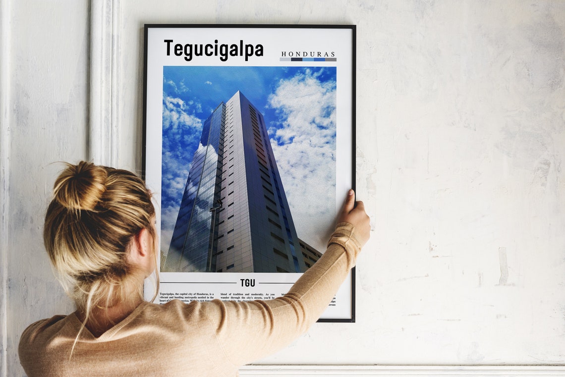 Tegucigalpa Poster Tegucigalpa Print Tegucigalpa Wall Art Minimal Travel Print Travel Destination Oil Painting Poster - Image 2