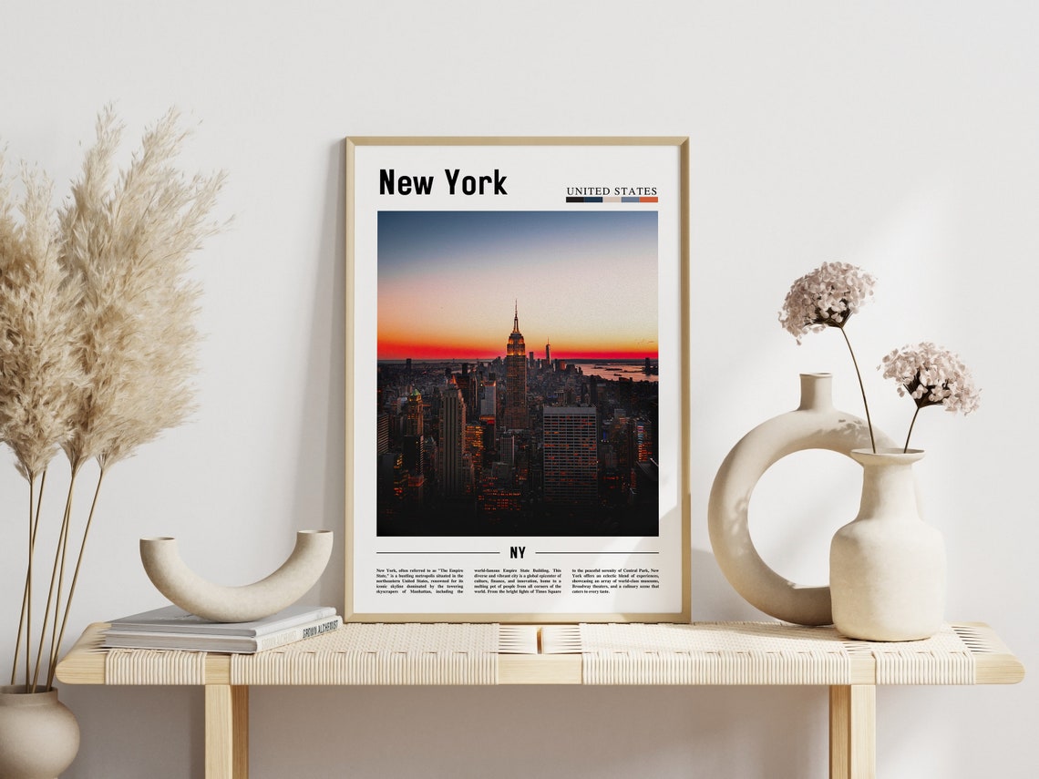 New York City Manhattan Sunset Skyline Empire State Building Poster - Image 3