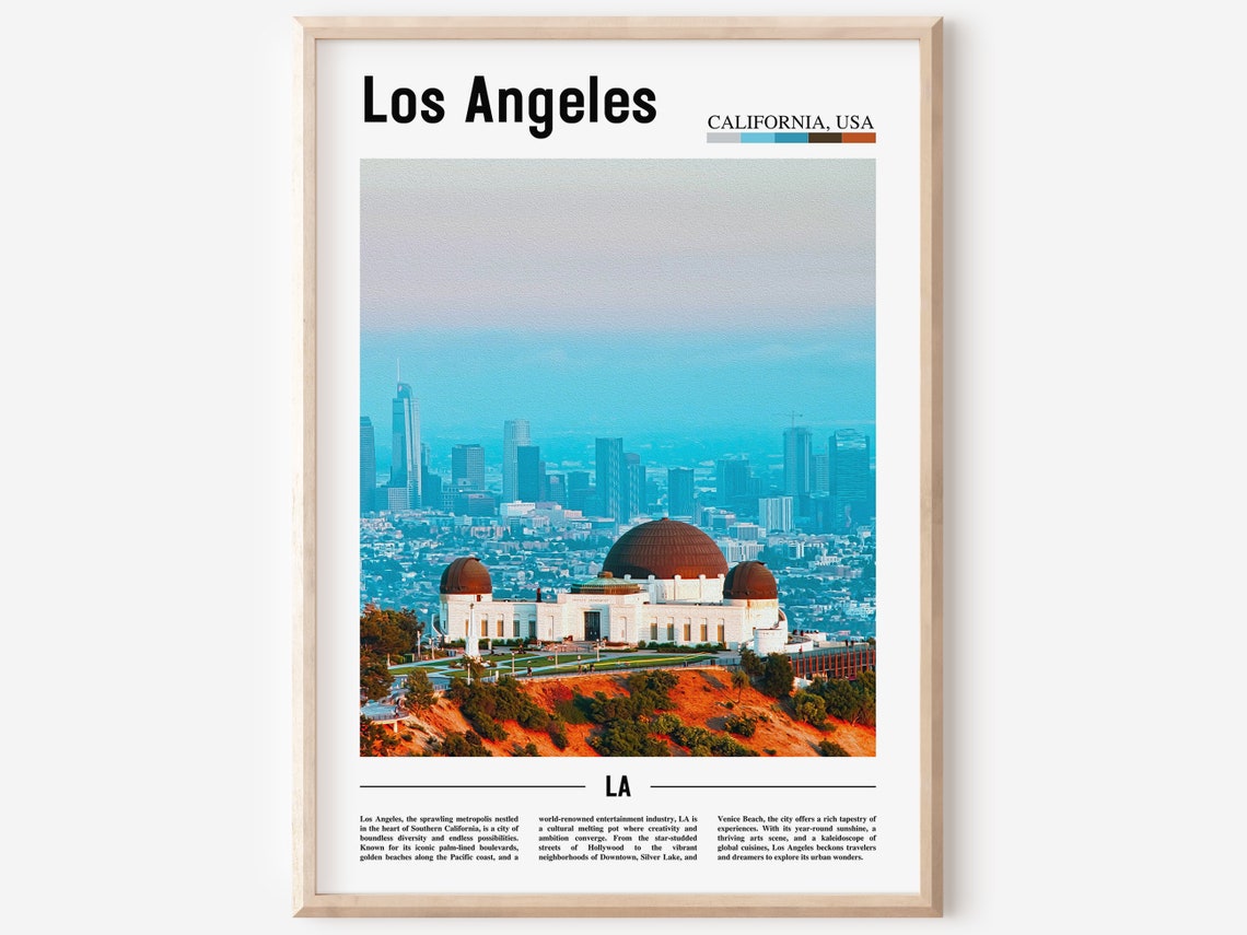 Los Angeles Griffith Observatory Downtown Skyline Poster Artwork