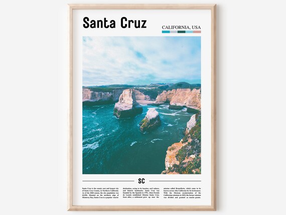 Santa Cruz California USA Rocky Coastline Photo Travel Poster
