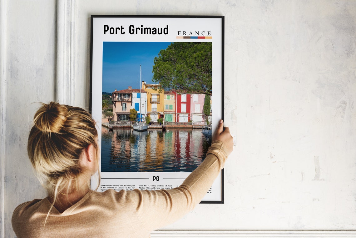 Port Grimaud Print Port Grimaud Poster Port Grimaud Wall Art Minimal Travel Print Minimal City Poster Travel Oil Painting Poster - Image 2