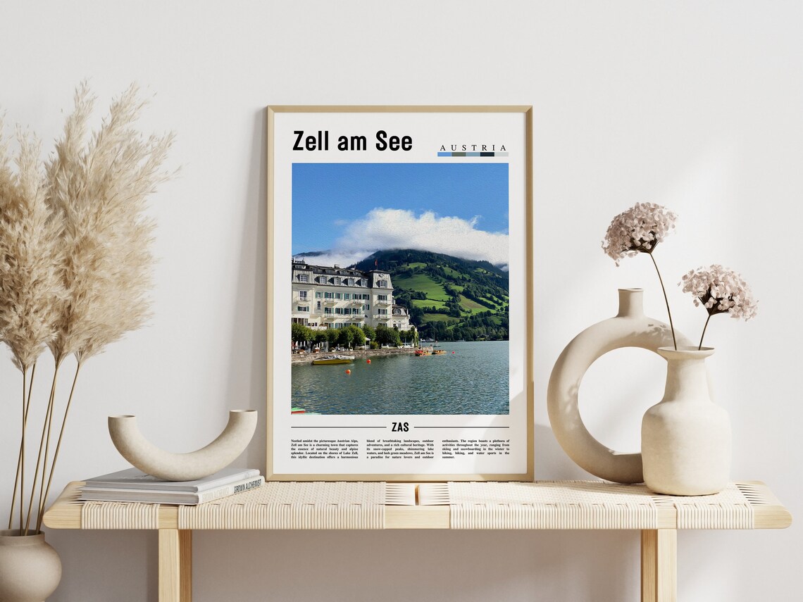 Zell Am See Austria Alpine Lake Lakeside Hotel Travel Poster - Image 3