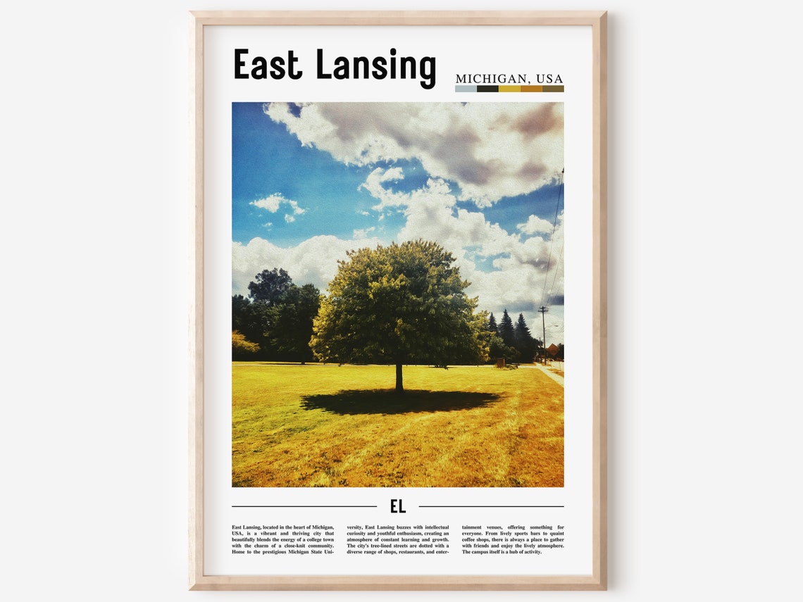 East Lansing Poster East Lansing Print East Lansing Wall Art United States Photo United States Poster United States Print