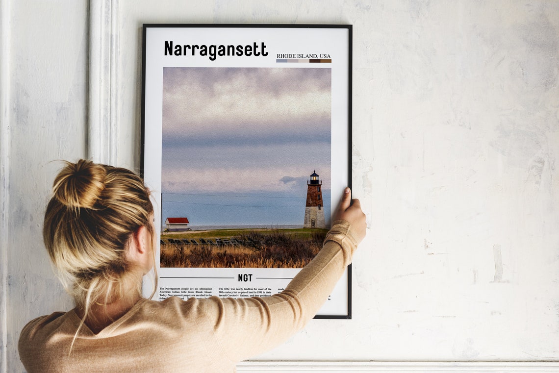 Narragansett Rhode Island Lighthouse Coastal Beacon Travel Print - Image 2