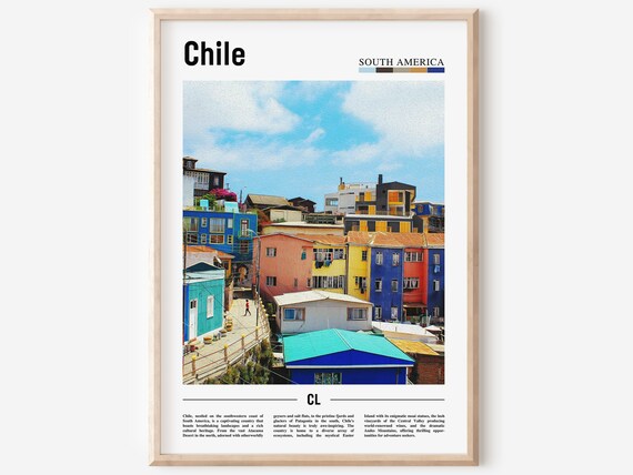 Chile South America Bright Colorful Hillside Town Photo Poster