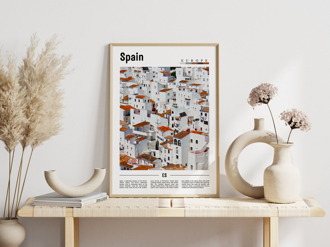 Spain White Village Andalusia Terracotta Rooftops Sunlit Travel Poster - Image 3