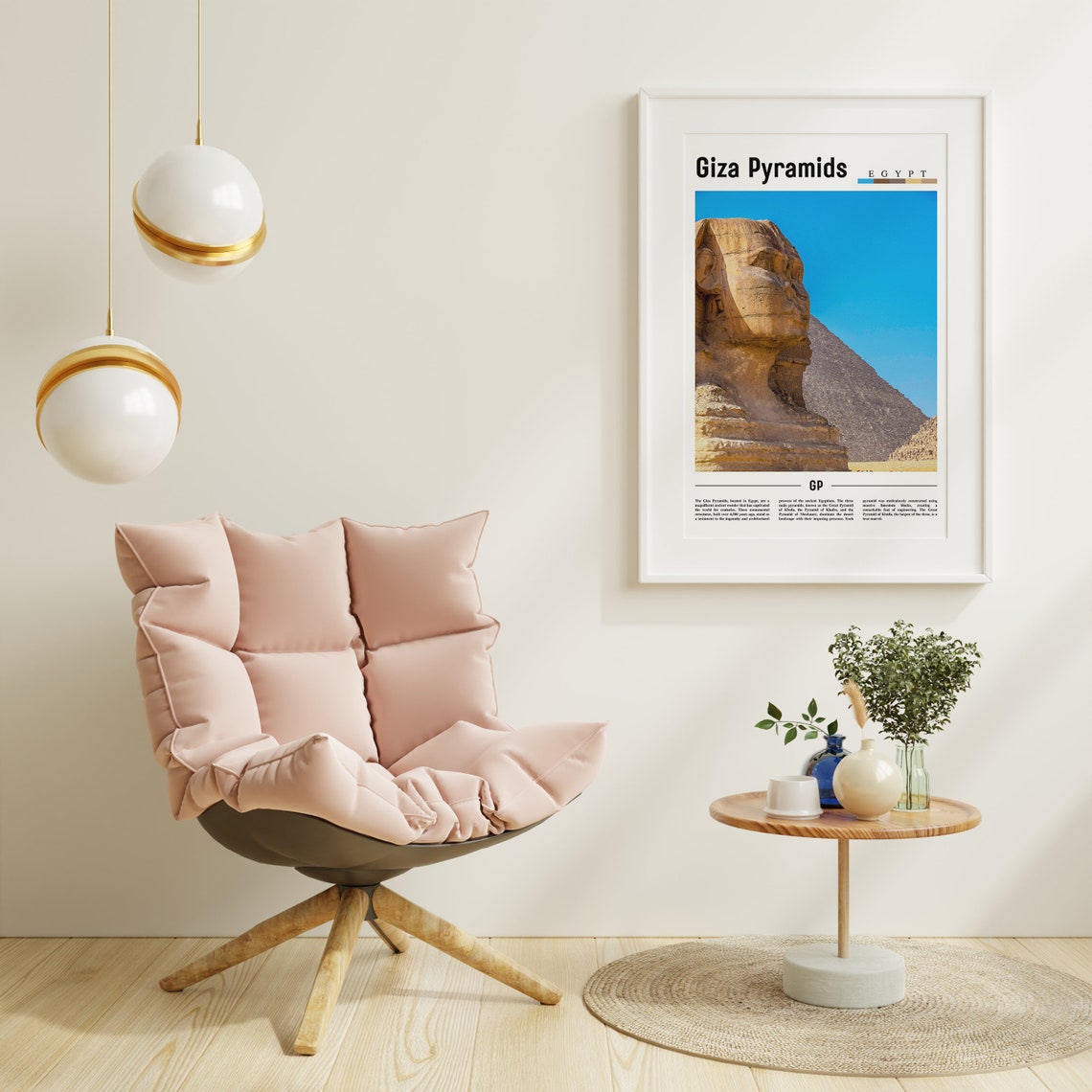 Giza Pyramids Egypt Sphinx Color Travel Poster with Desert Artwork - Image 3