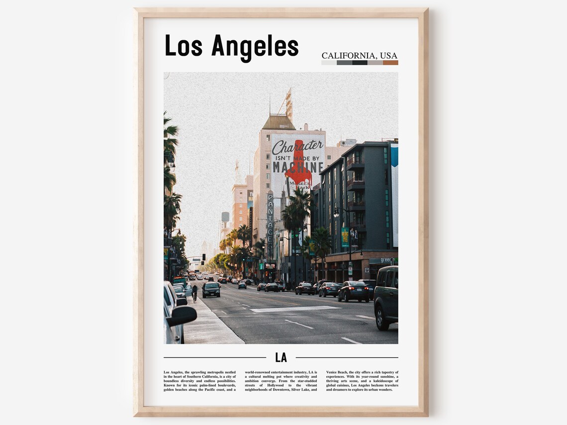 Los Angeles Hollywood Boulevard Mural Street Scene Sunset Photo Poster