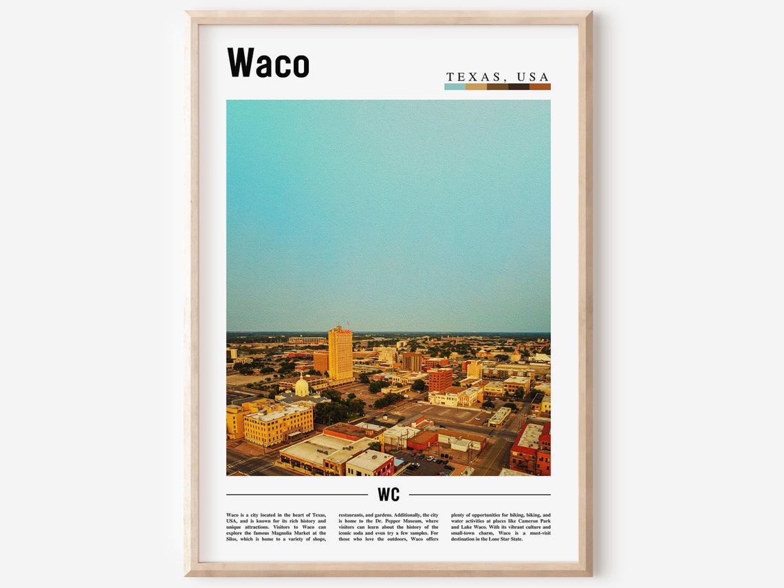 Waco Poster Waco Print Waco Wall Art United States Photo United States Poster United States Print Travel Poster