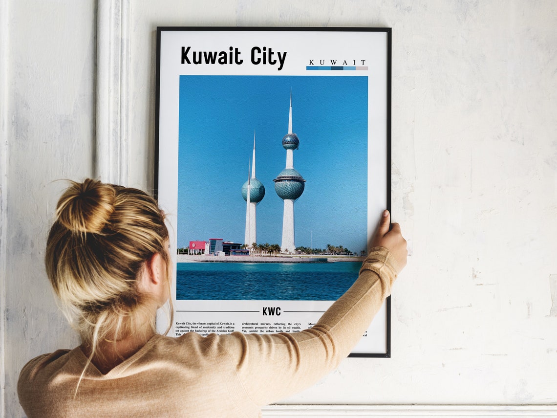 Kuwait City Poster Kuwait City Print Kuwait City Wall Art Minimal Travel Print Travel Destination Oil Painting Poster - Image 2