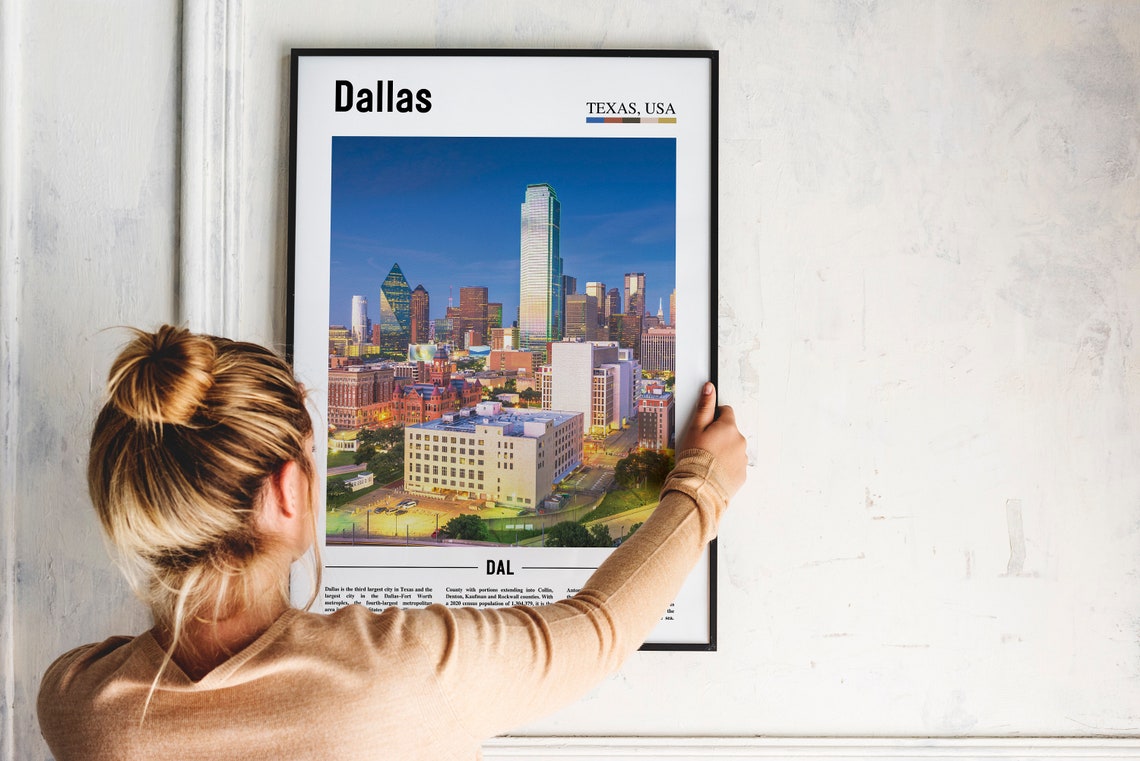 Dallas Texas Skyline At Sunset Minimalist Cityscape Travel Poster - Image 2