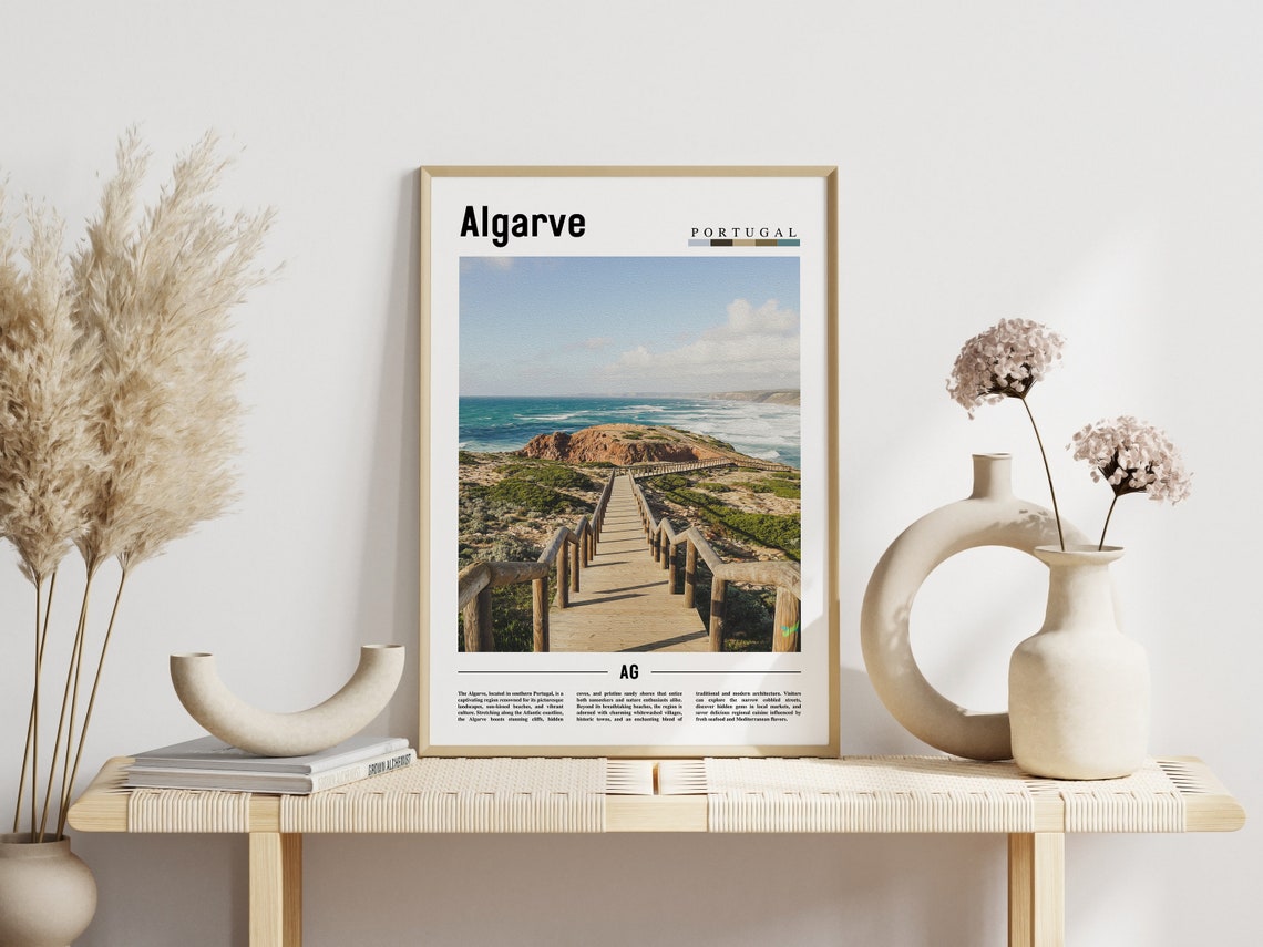 Algarve Portugal Cliffside Boardwalk Over Ocean Travel Poster - Image 3