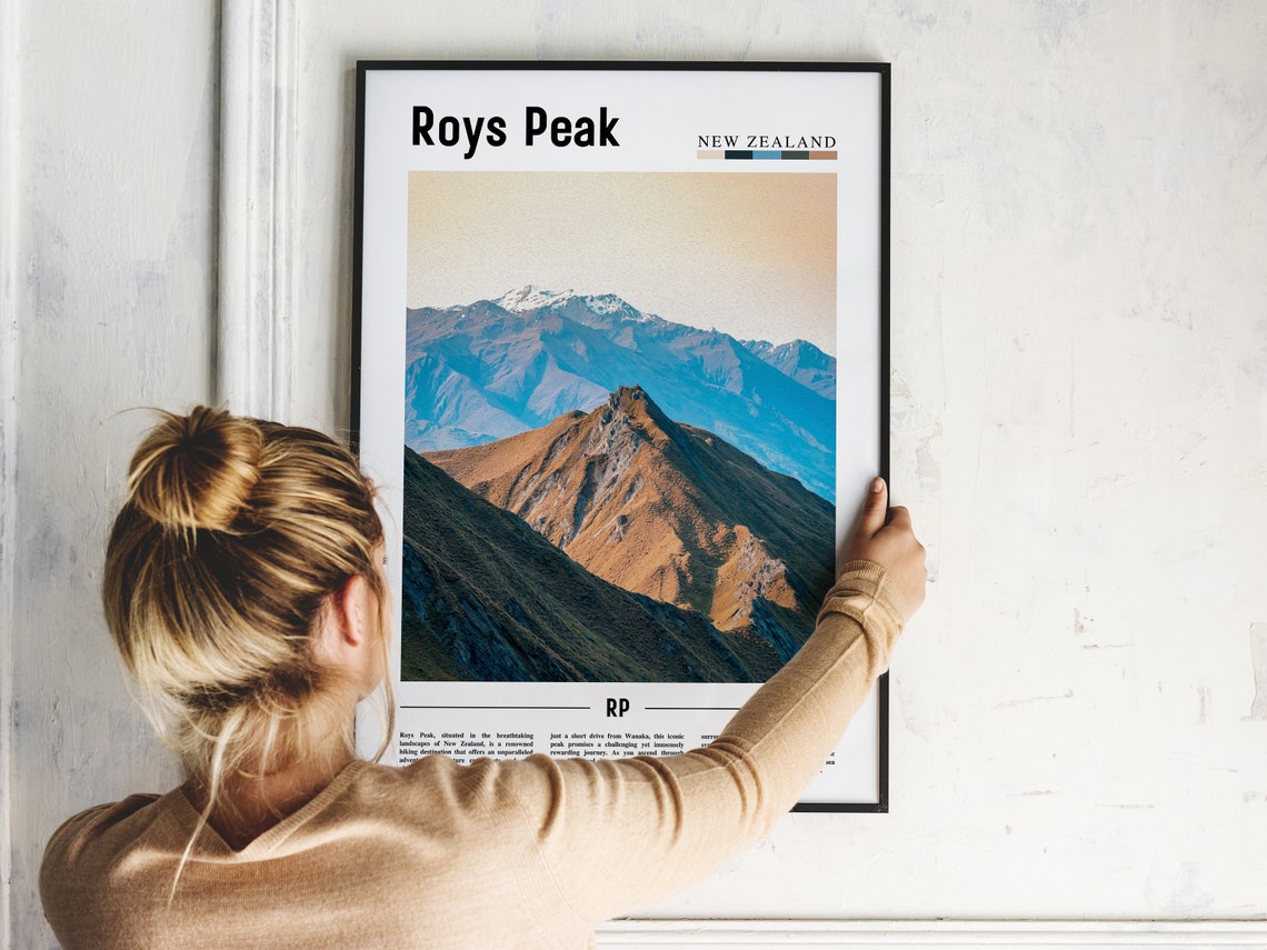 Roys Peak New Zealand Golden Ridge Snow Alps Mountain Poster - Image 2