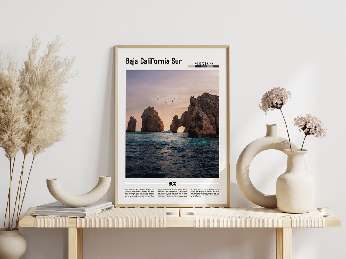 Baja California Sur Print Baja California Sur Poster Baja California Sur Wall Art Minimal Travel Print City Poster Oil Painting Poster - Image 3