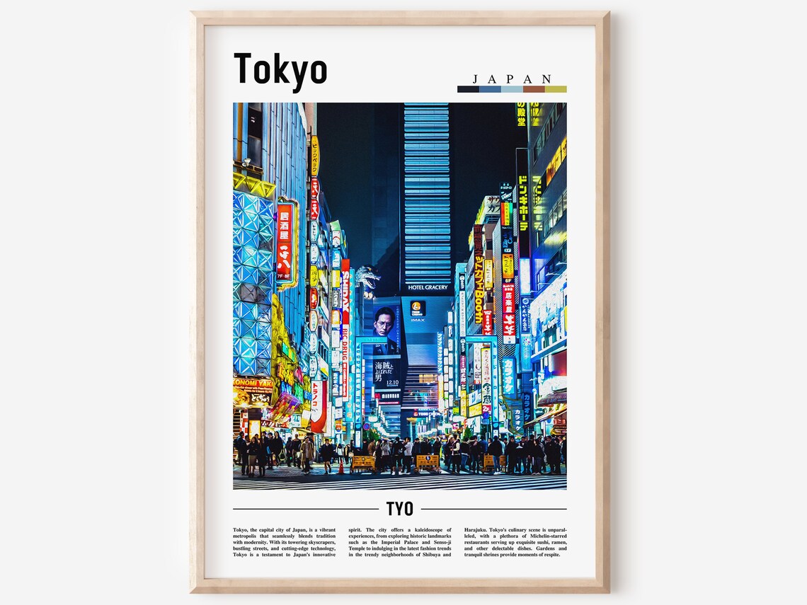 Tokyo Japan Neon Night Street City Lights Photo Travel Poster