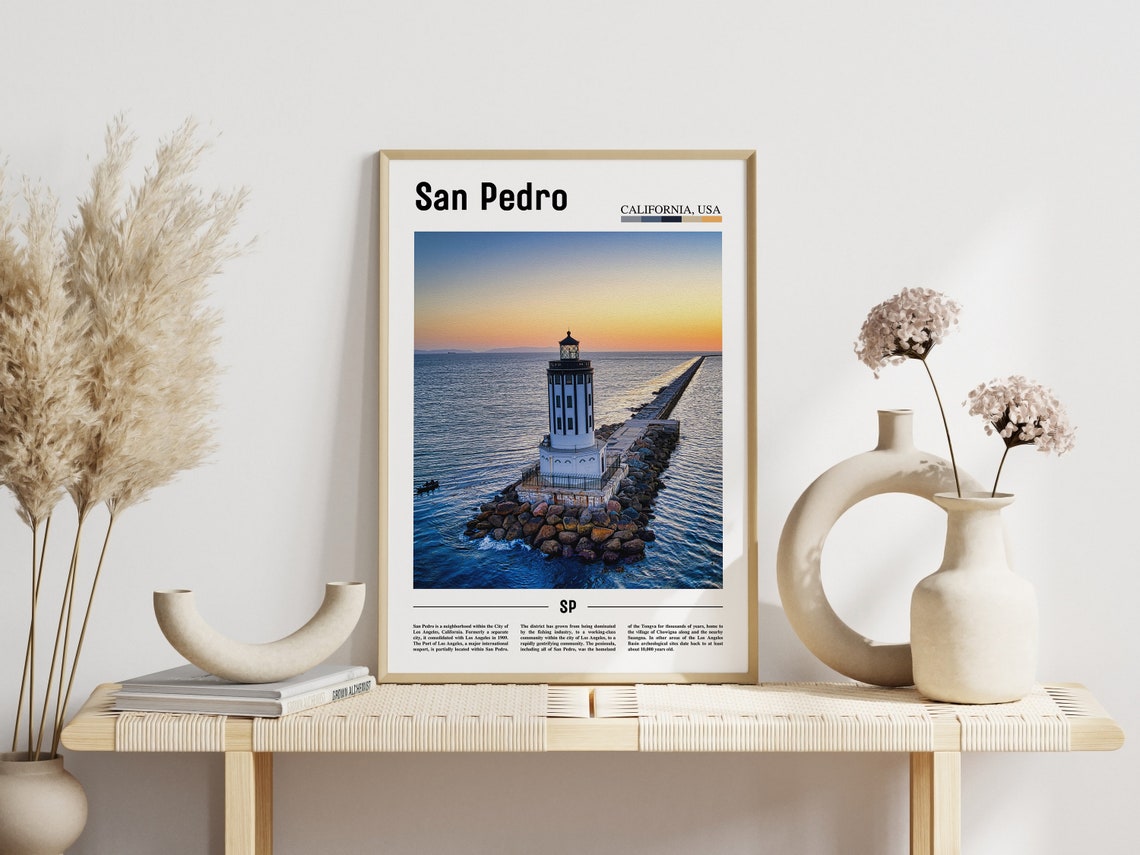 San Pedro Print San Pedro Poster San Pedro Wall Art Minimal Travel Print Minimal City Poster Travel Destination Oil Painting Poster - Image 3