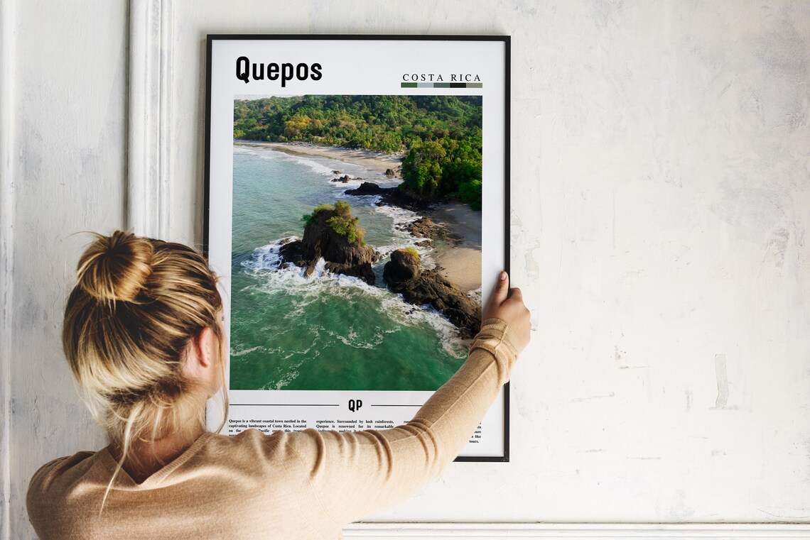 Quepos Costa Rica Tropical Beach Aerial View Minimalist Travel Print - Image 2