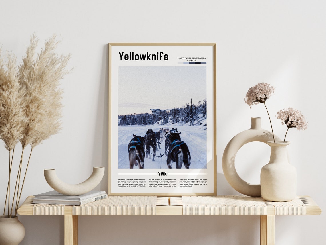 Yellowknife Print Yellowknife Poster Yellowknife Wall Art Minimal Travel Print Minimal City Poster Travel Destination Oil Painting Poster - Image 3