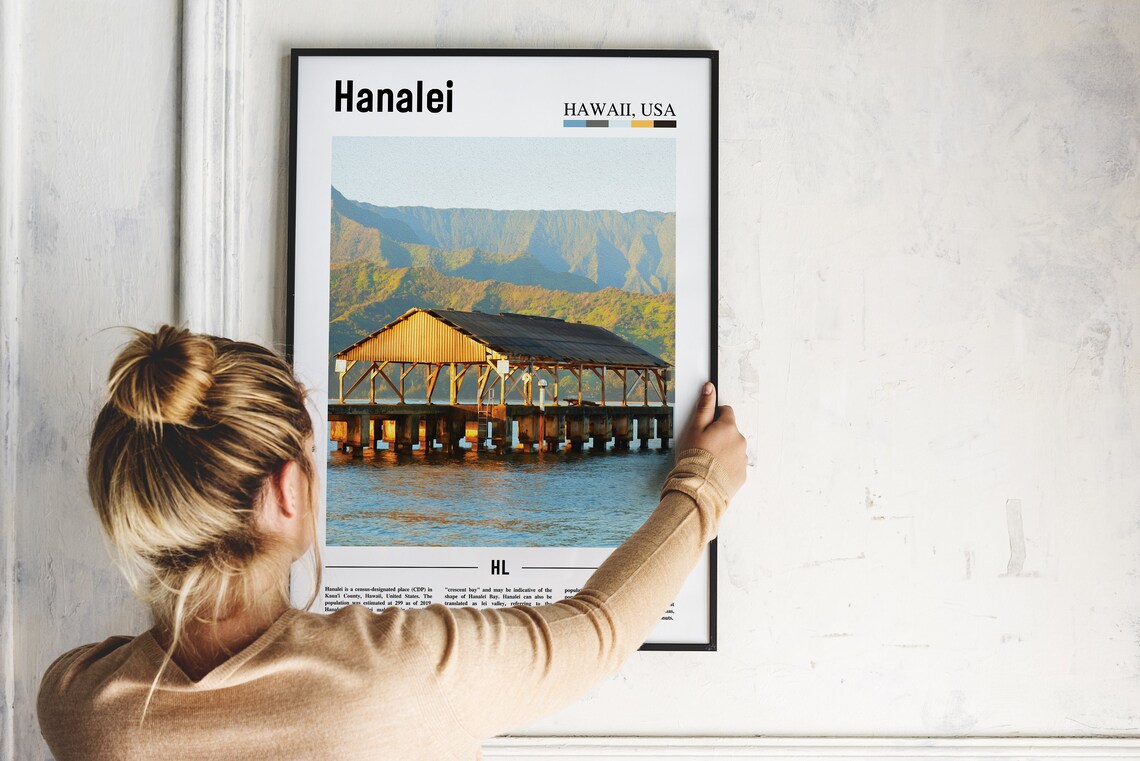Hanalei Hawaii USA Historic Hanalei Pier Photo Travel Poster - Image 2