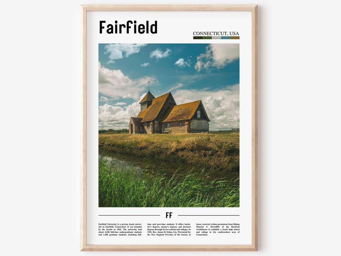 Fairfield Connecticut Historic Church Meadow Photo Travel Poster