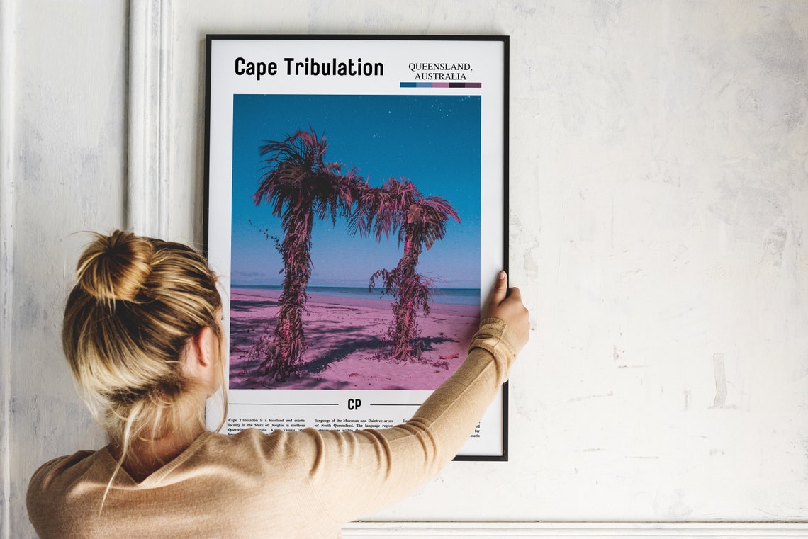 Cape Tribulation Australia Leaning Palms Beach Sunset Dusk Poster - Image 2
