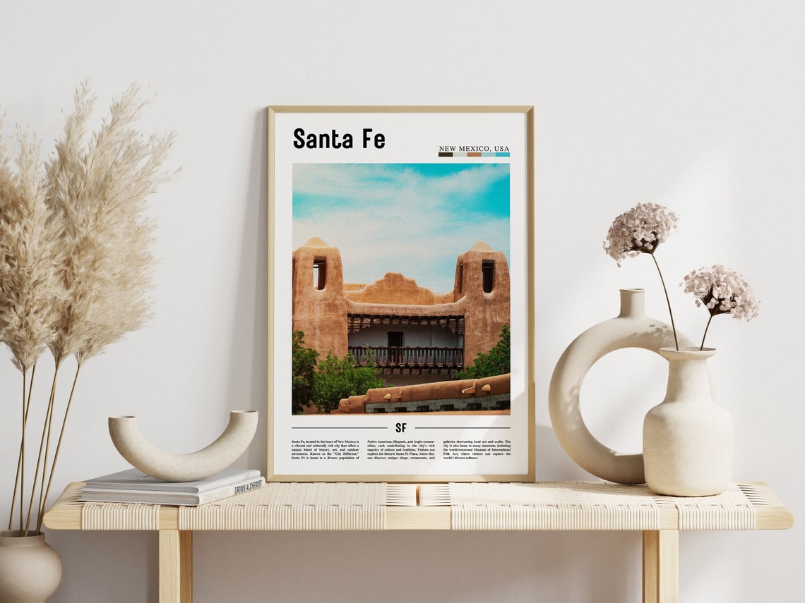 Santa Fe New Mexico Historic Adobe Mission Architecture Photo Poster - Image 3