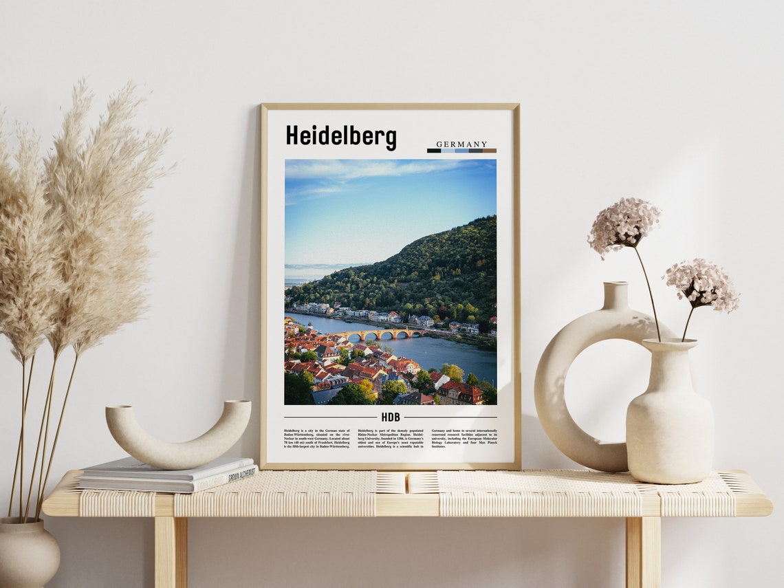 Heidelberg Germany Old Bridge Neckar River Red Roofs Travel Poster - Image 3