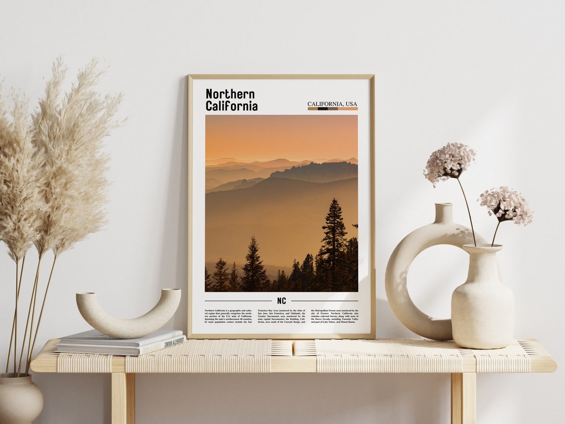 Northern California Misty Mountain Sunset Forest Layers Poster - Image 3